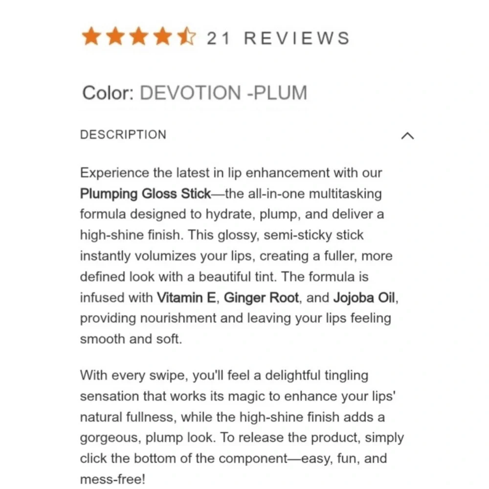 Beauty Creations Plump & Pout Gloss Stick Pink Lip Plumper in DEVOTION